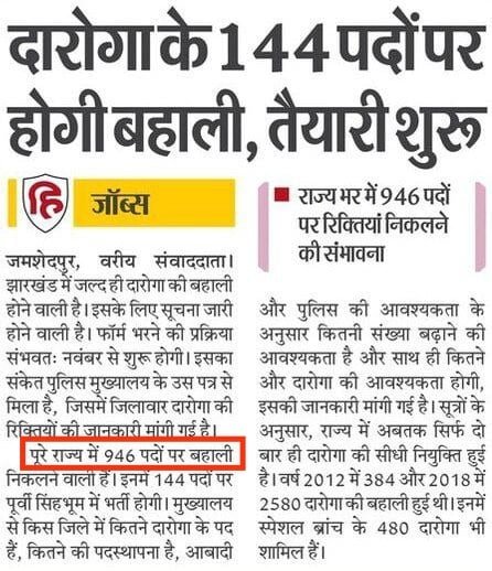 Jharkhand New Daroga SI Bharti 2025 Update