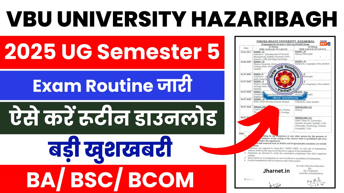 VBU UG Semester 5 Exam Routine 2025