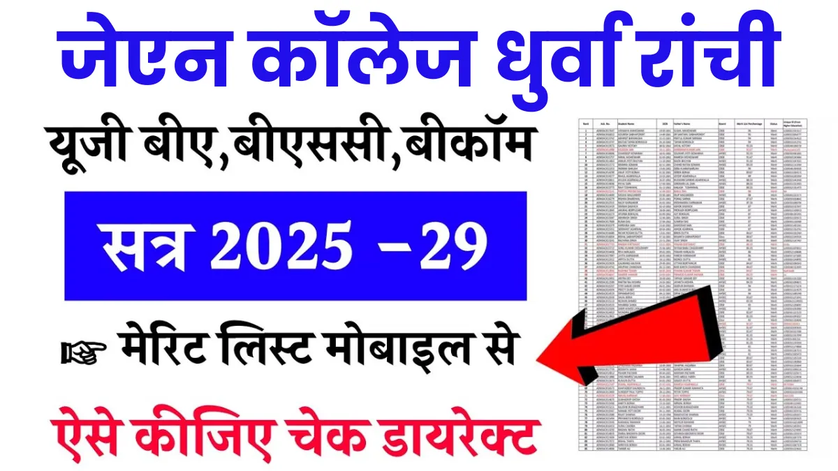 JN College Dhurwa Ranchi Merit List 2025